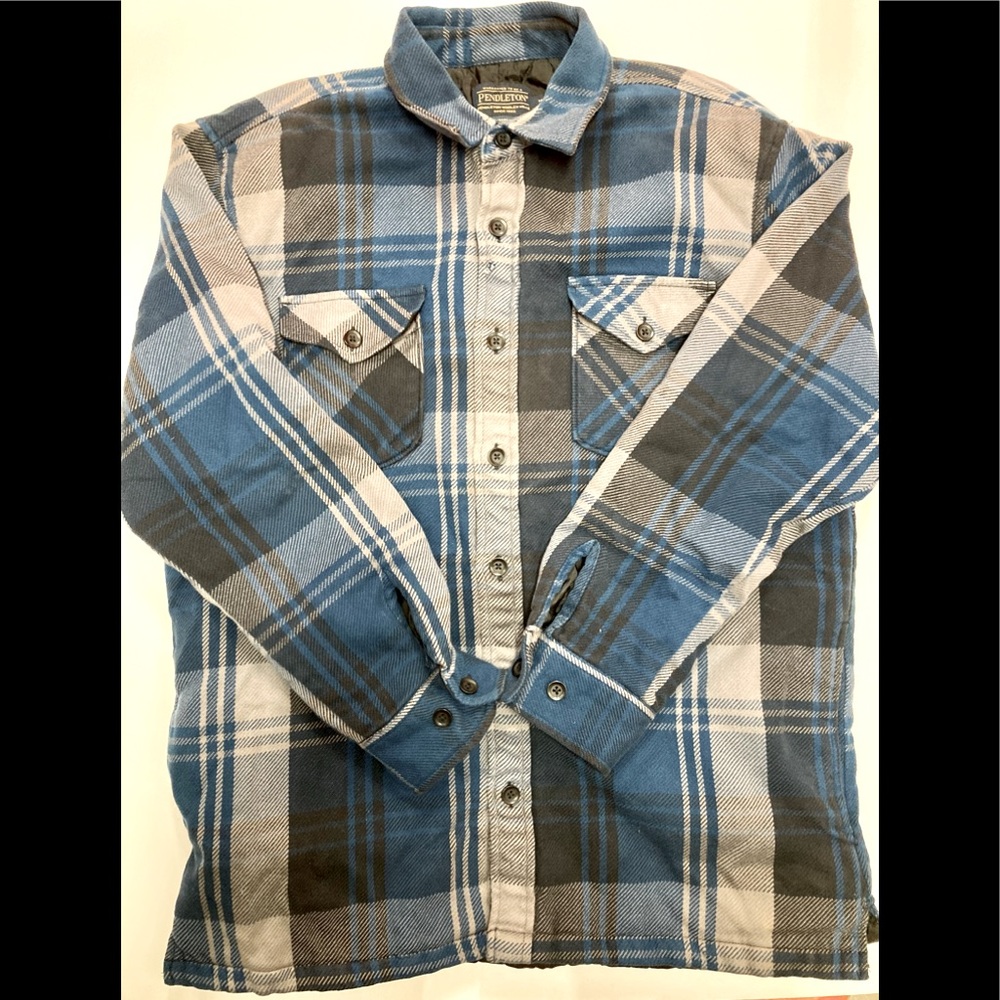 Men’s quilted Pendleton shirt jacket size M *FLAWS READ*